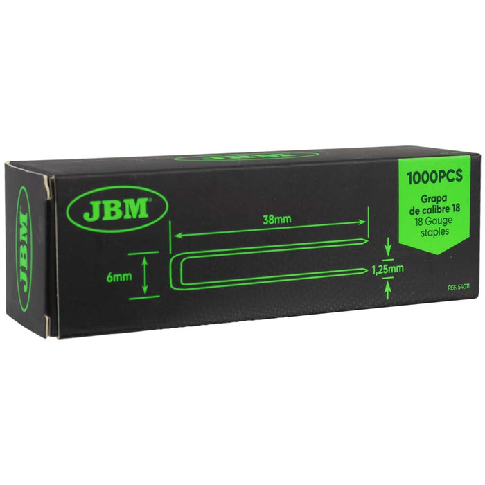 JEU D'AGRAFES 38X6MM DE CALIBRE 18 (1000 PIÈCES)