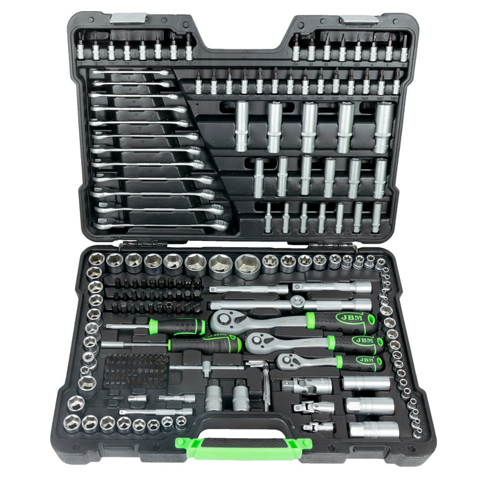 53608 1/2" IMPACT WRENCH 1200NM + 50818 3.5T HYDRAULIC JACK + 54034 216-PIECE TOOL SET