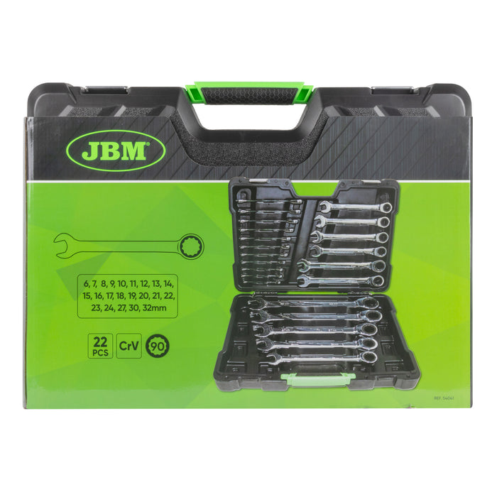 22-PIECE RATCHETING COMBINATION WRENCH SET IN CARRYING CASE