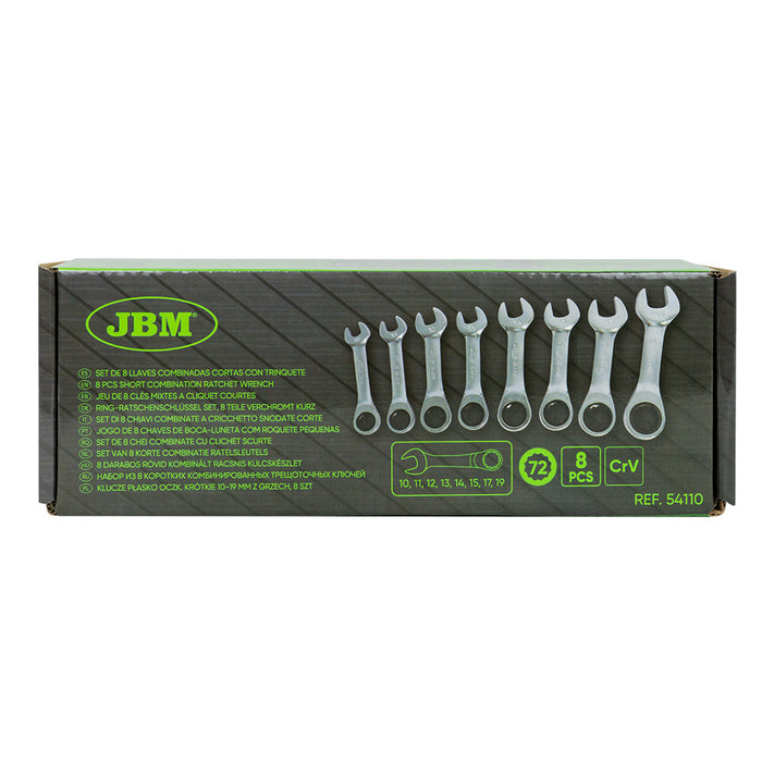 SET DE 8 LLAVES COMBINADAS CORTAS CON TRINQUETE
