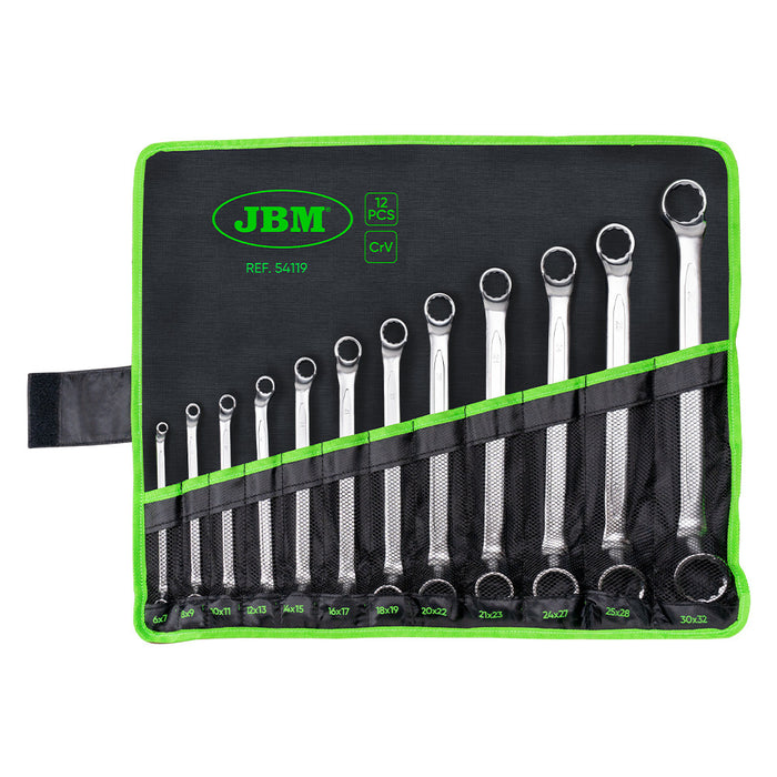 SET OF 12 OFFSET DOUBLE RING WRENCHES 12-POINT