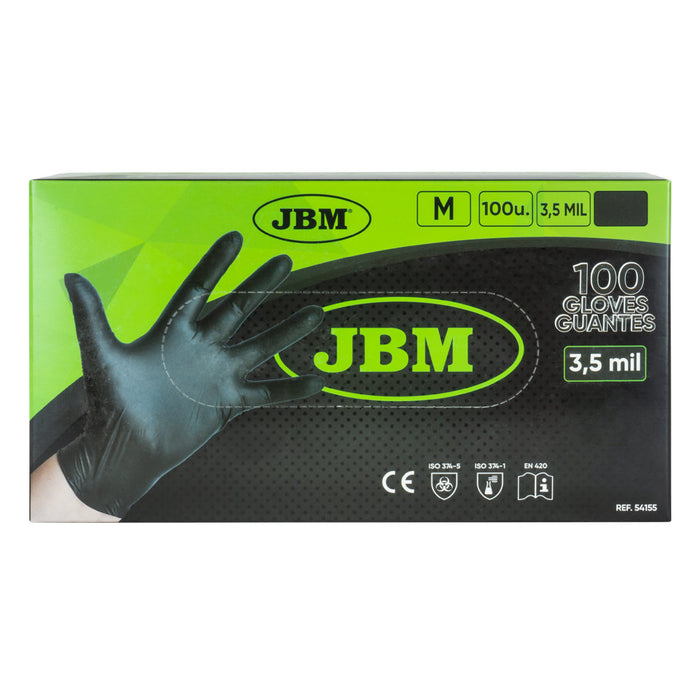 BLACK DISPOSABLE NITRILE GLOVES S:M 3.5MIL