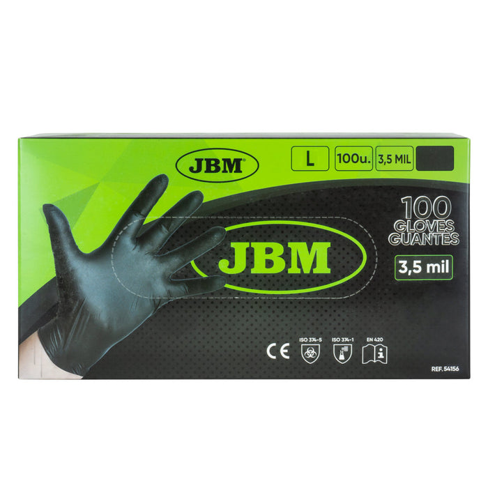 GUANTES NEGROS DESECHABLES DE NITRILO T:L 3,5MIL