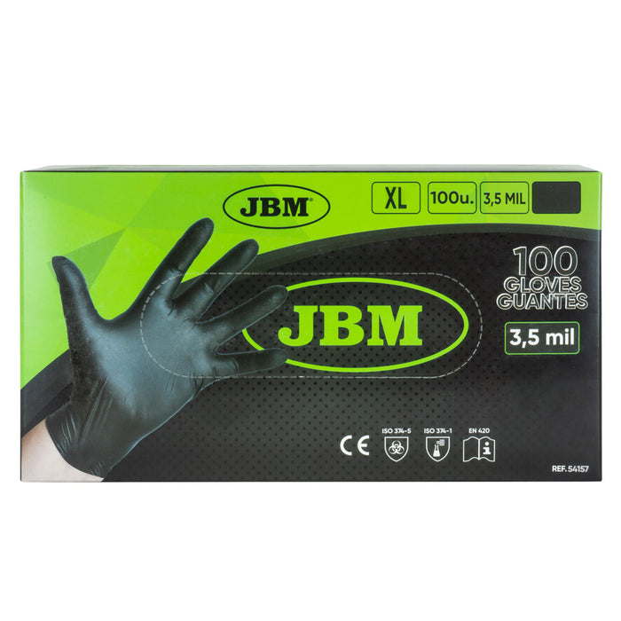GUANTES NEGROS DESECHABLES DE NITRILO T:XL 3.5MIL