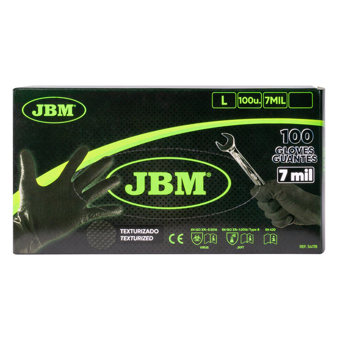 PACK 10 CAJAS GUANTES NEGROS DESECHABLES DE NITRILO 7,0MIL (100 UDS.) TEXTURA DIAMANTE