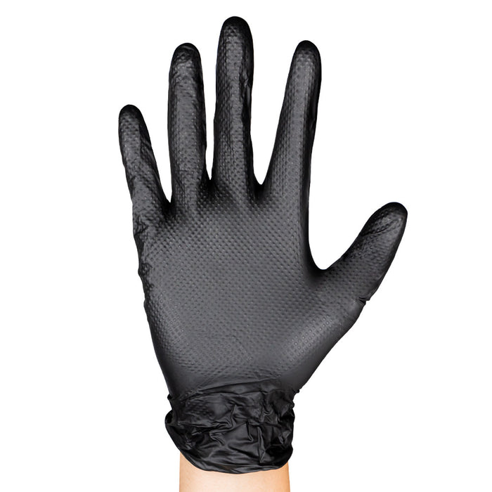 BLACK DISPOSABLE NITRILE GLOVES SZ:XL 7.0MIL (100 PCS.) DIAMOND TEXTURE