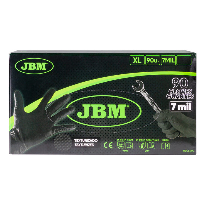 PACK 10 CAJAS GUANTES NEGROS DESECHABLES DE NITRILO 7,0MIL (100 UDS.) TEXTURA DIAMANTE