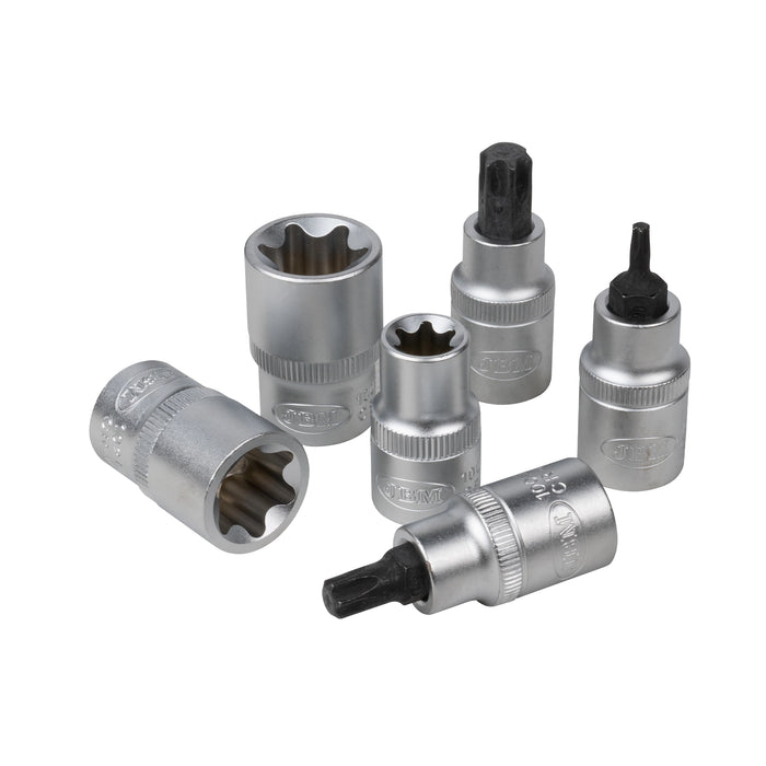 SET DE VASOS Y PUNTAS TORX DE 1/2" 19 PIEZAS