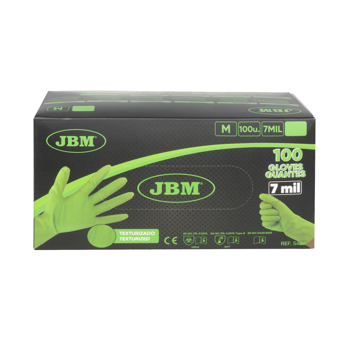 GUANTES VERDES DESECHABLES DE NITRILO T:L 7,0MIL (100 UDS.) TEXTURA DIAMANTE