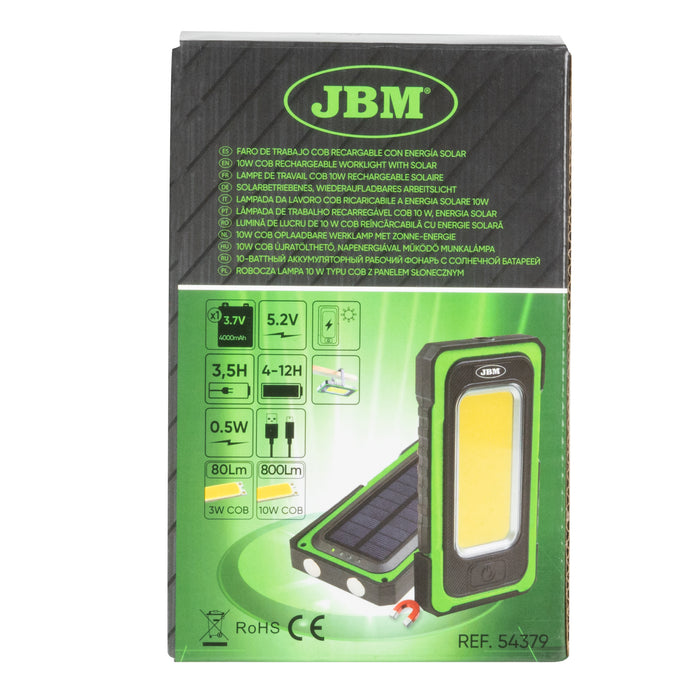 FARO LED PORTÁTIL CON BASE IMANTADA SOLAR RECARGABLE - 800LM