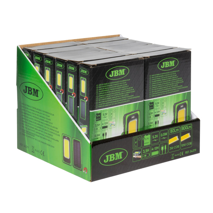 FARO LED PORTÁTIL CON BASE IMANTADA SOLAR RECARGABLE - 800LM