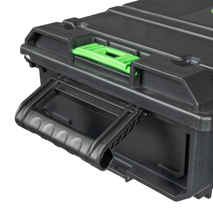 CAJA PARA HERRAMIENTAS APILABLE CON 2 ORGANIZADORES LATERALES DE PIEZAS (11 COMPARTIMENTOS)