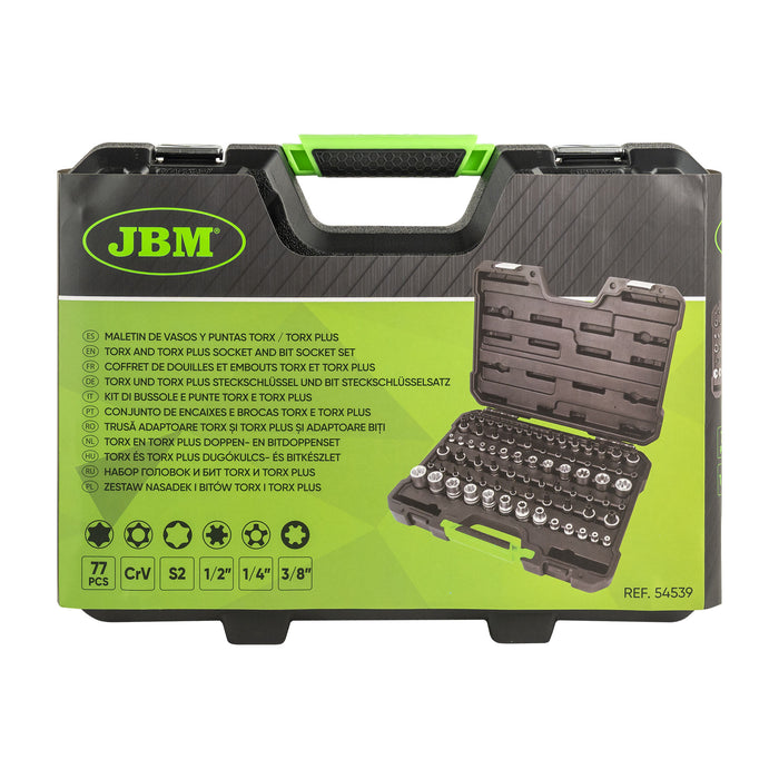 MALETÍN DE VASOS Y PUNTAS TORX / TORX PLUS DE 77 PIEZAS
