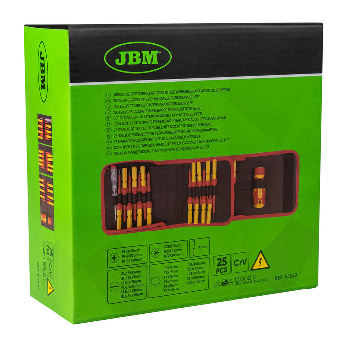 SET DE DESTORNILLADORES INTERCAMBIABLES AISLADOS 25 PCS