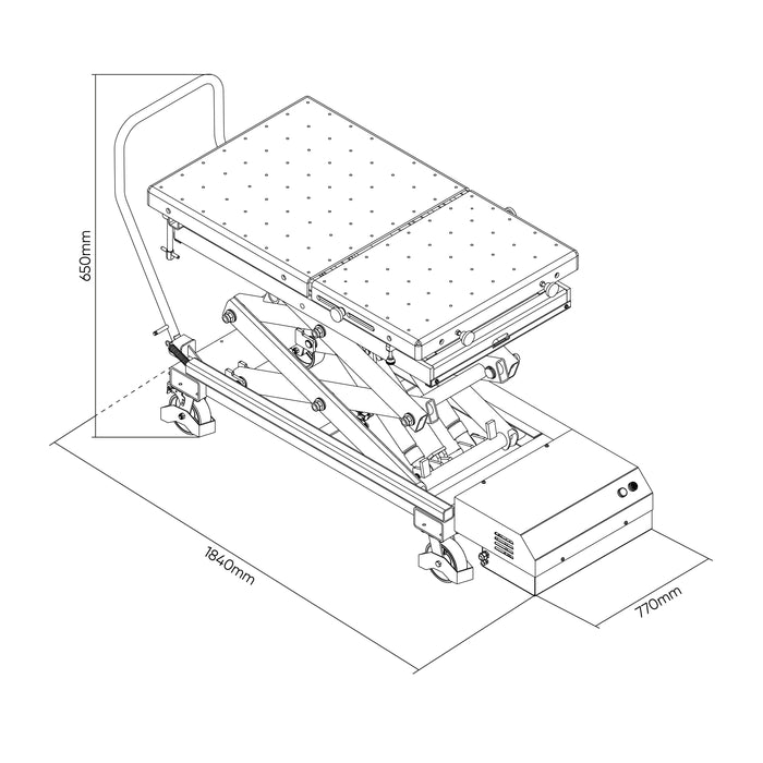 TABLE ÉLÉVATRICE HYDRAULIQUE POUR BATTERIES DE VÉHICULES ÉLECTRIQUES SANS SUPPORTS 1200KG