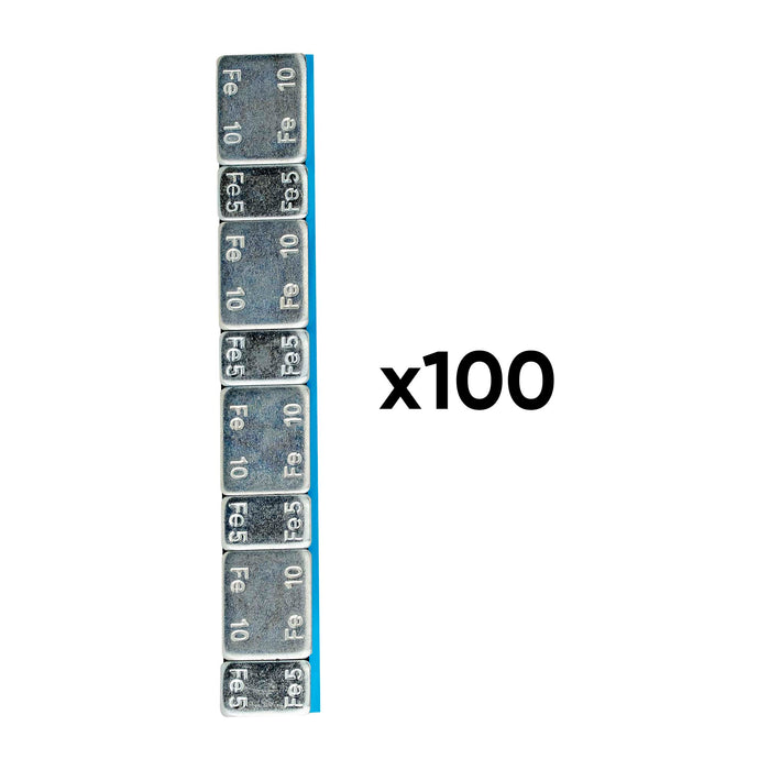 CAJA DE 100 CONTRAPESAS ADHESIVAS DE HIERRO 60GR 4X10GR 4X5GR