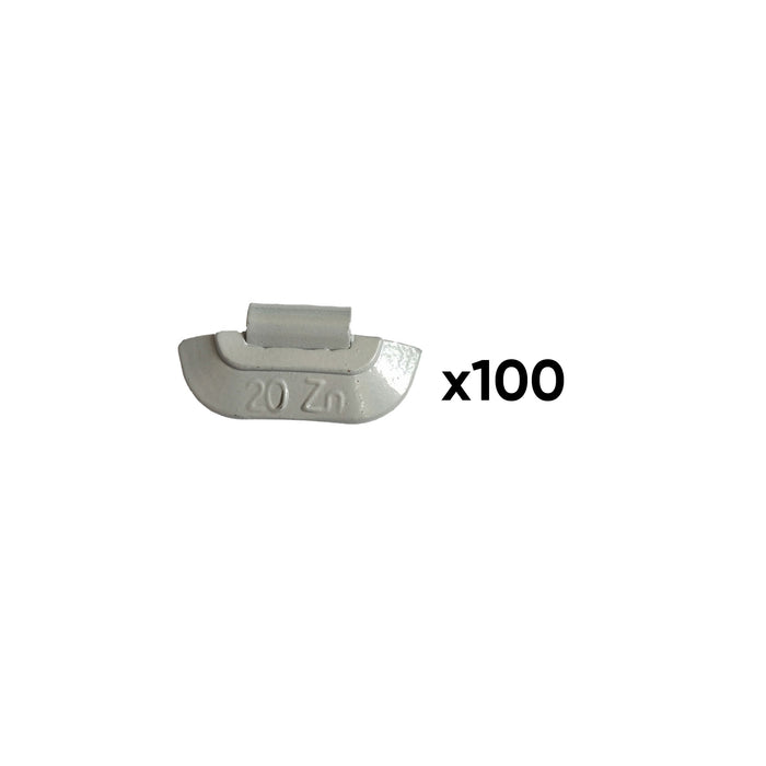 CAJA DE 100 CONTRAPESAS ZINC GRAPA 20GR. ESPECIAL LLANTA UNIVERSAL