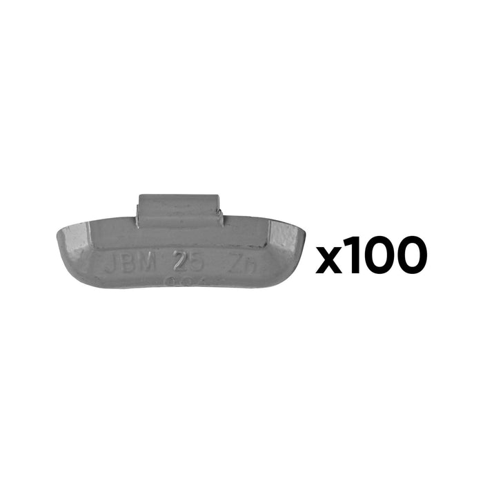 CAJA DE 100 CONTRAPESAS ZINC GRAPA 25GR. ESPECIAL LLANTA UNIVERSAL