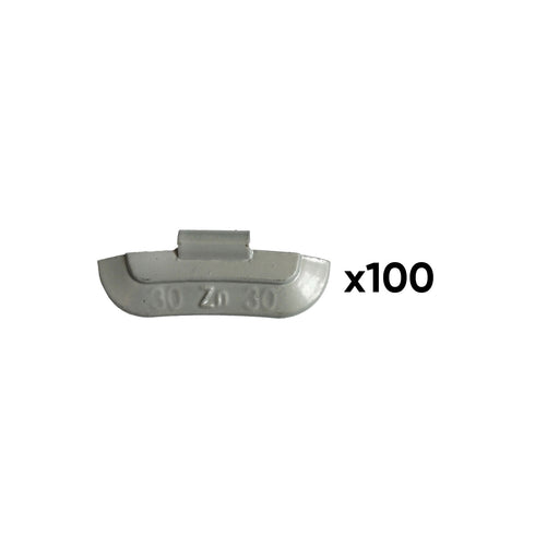 CAJA DE 100 CONTRAPESAS ZINC GRAPA 30GR. ESPECIAL LLANTA UNIVERSAL