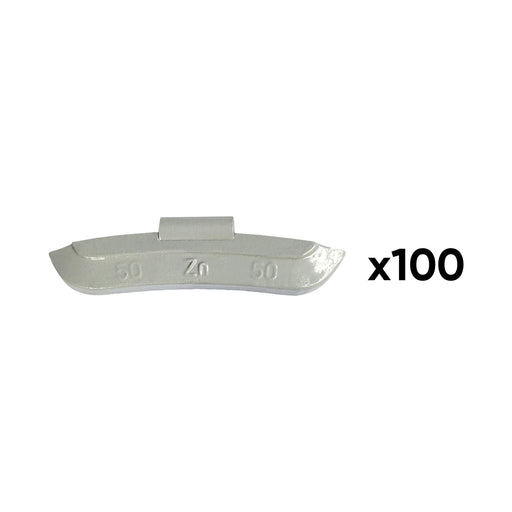 CAJA DE 100 CONTRAPESAS ZINC GRAPA 50GR. ESPECIAL LLANTA UNIVERSAL