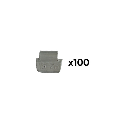 CAJA DE 100 CONTRAPESAS ZINC GRAPA 15GR. ESPECIAL LLANTA ALEACIÓN