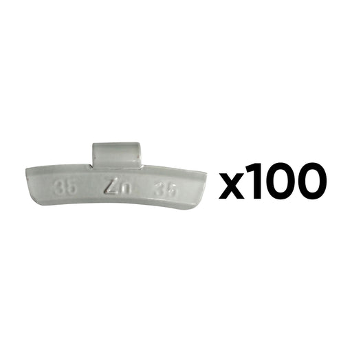 CAJA DE 100 CONTRAPESAS ZINC GRAPA 35GR. ESPECIAL LLANTA ALEACIÓN