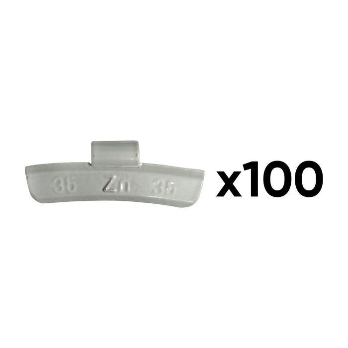 CAJA DE 100 CONTRAPESAS ZINC GRAPA 35GR. ESPECIAL LLANTA ALEACIÓN