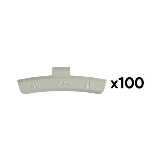 CAJA DE 100 CONTRAPESAS ZINC GRAPA 45GR. ESPECIAL LLANTA ALEACIÓN