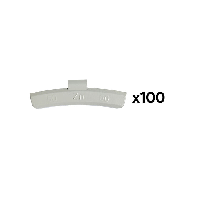 CAJA DE 100 CONTRAPESAS ZINC GRAPA 50GR. ESPECIAL LLANTA ALEACIÓN