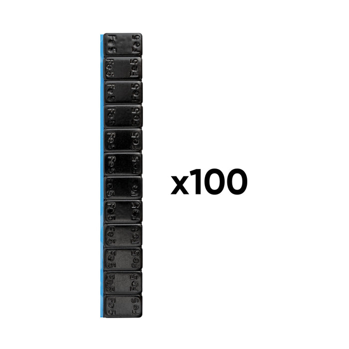 CAJA DE 100 CONTRAPESAS ADHESIVAS DE HIERRO 60GR (12X5G) NEGRO