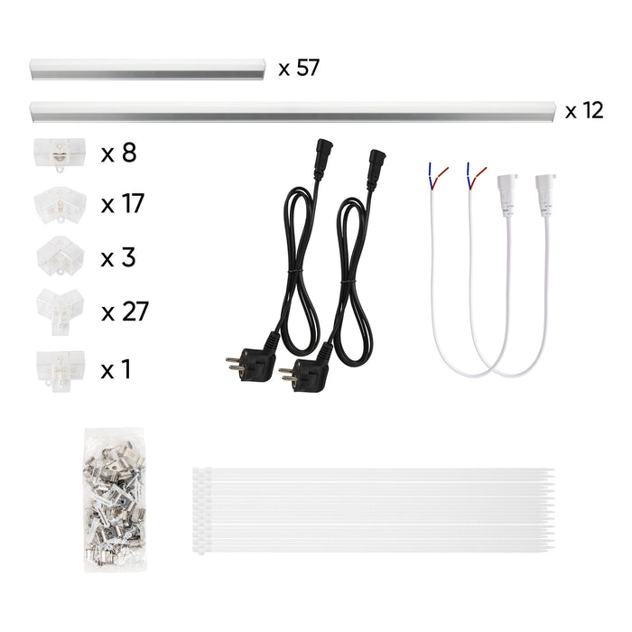 CONJUNTO DE LUZES HEXAGONAIS DE TETO EM LED COM KIT DE SUPORTE METÁLICO