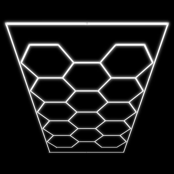 CONJUNTO DE LUZES HEXAGONAIS DE TETO EM LED COM KIT DE SUPORTE METÁLICO
