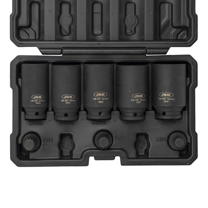 SET DE 5 VASOS HEXAGONALES Y 3 PUNTAS DE IMPACTO XZN DE 1/2"