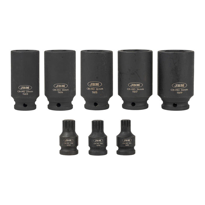 SET DE 5 VASOS HEXAGONALES Y 3 PUNTAS DE IMPACTO XZN DE 1/2"
