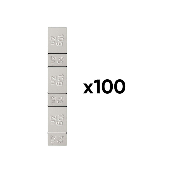 CAJA DE 100 CONTRAPESAS AUTOADHESIVAS DE ZINC - 45GR.
