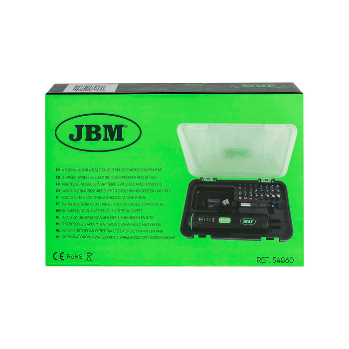 ATORNILLADOR A BATERÍA DE 3 VELOCIDADES CON PUNTAS