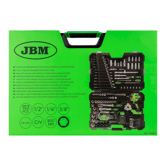 MALETÍN DE HERRAMIENTAS CON PISTOLA DE IMPACTO A BATERÍA 800NM