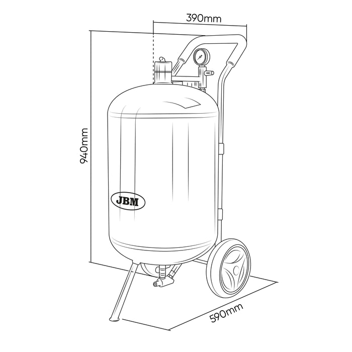 HIGH-PRESSURE PORTABLE SANDBLASTING TANK - 63L