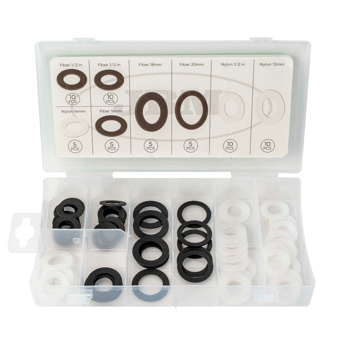 ESTUCHE DE ARANDELAS DE FIBRA Y NYLON 60PCS