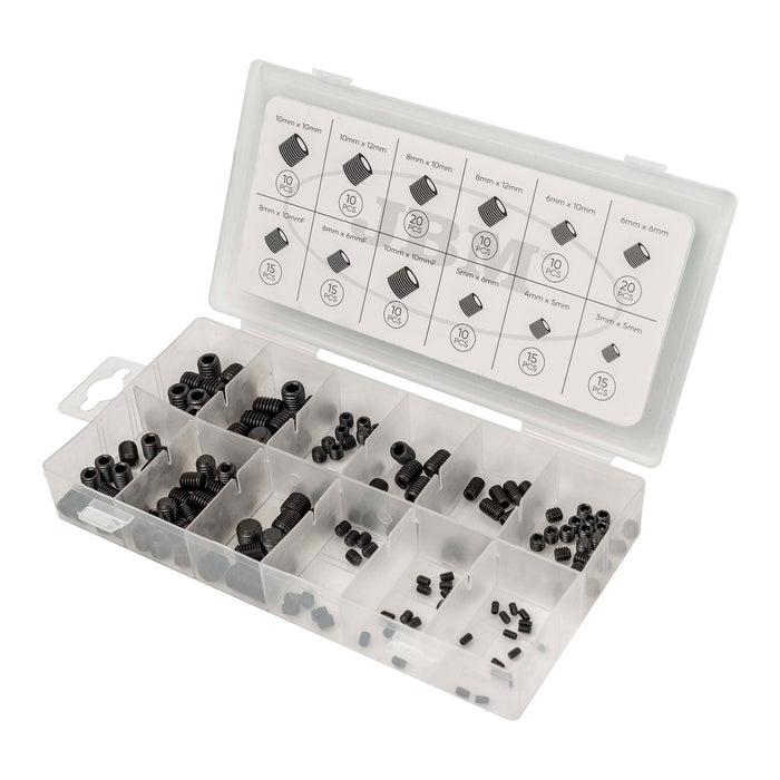 ASSORTIMENT DE VIS SANS TÊTE À SIX PANS CREUX MÉTRIQUES 160 PIÈCES