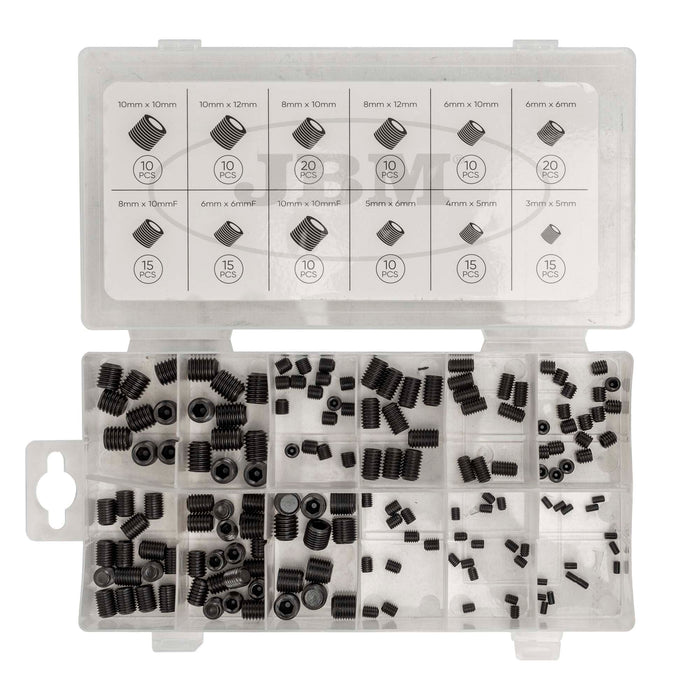 ESTUCHE DE TORNILLOS PRISIONEROS CON CABEZA HEXAGONAL MÉTRICOS 160PCS