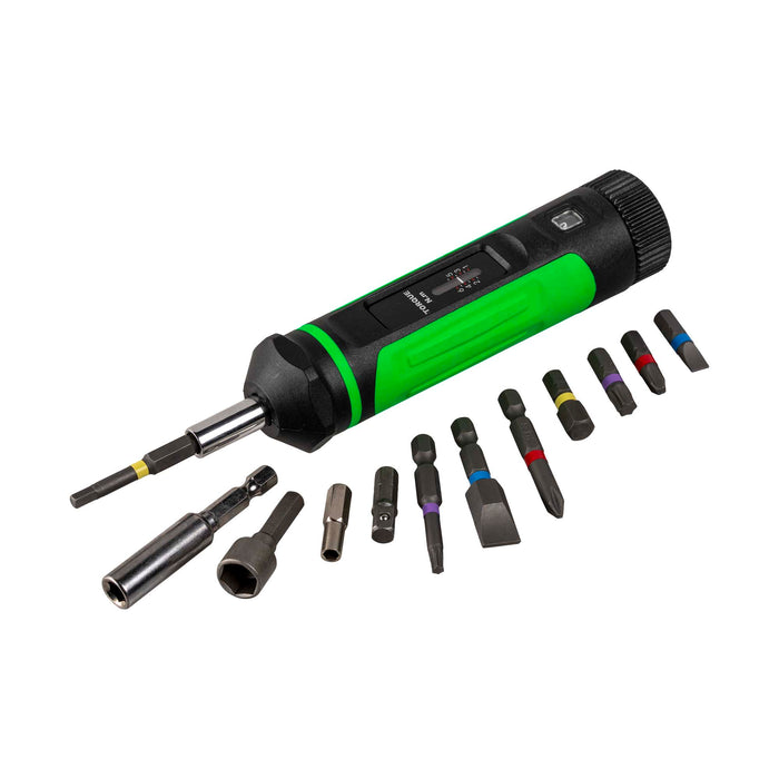ESTUCHE DE 50 PUNTAS Y ADAPTADORES DE 1/4" CON DESTORNILLADOR DINAMOMÉTRICO 1–6 NM