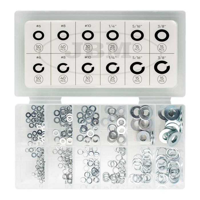 ESTUCHE DE ARANDELAS PLANAS Y GROWER 350PCS