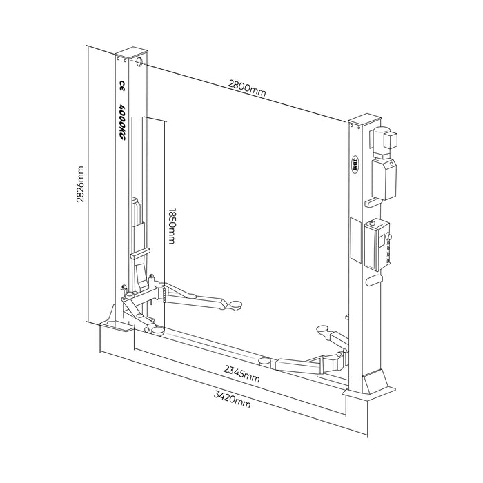 ELEVADOR 2 COLUMNAS PROFESIONAL 380V - 4000KG