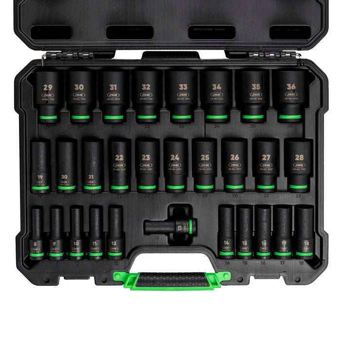 SET DE 29 VASOS DE IMPACTO LARGOS HEXAGONALES 1/2"