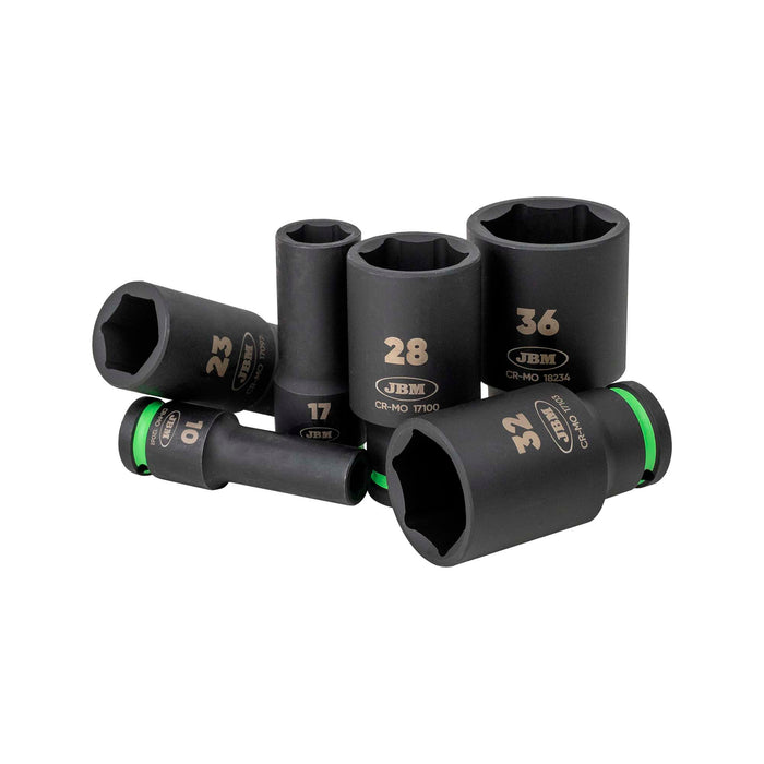 SET DE 29 VASOS DE IMPACTO LARGOS HEXAGONALES 1/2"