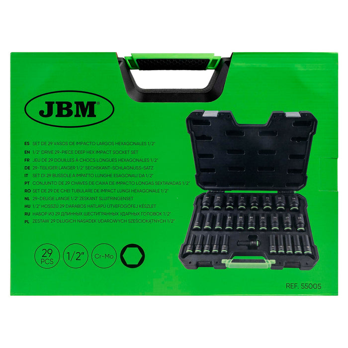 SET DE 29 VASOS DE IMPACTO LARGOS HEXAGONALES 1/2"