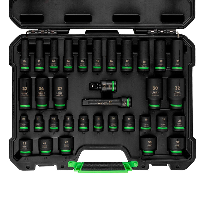 SET DE 34 PIEZAS DE IMPACTO HEXAGONALES DE 1/2"