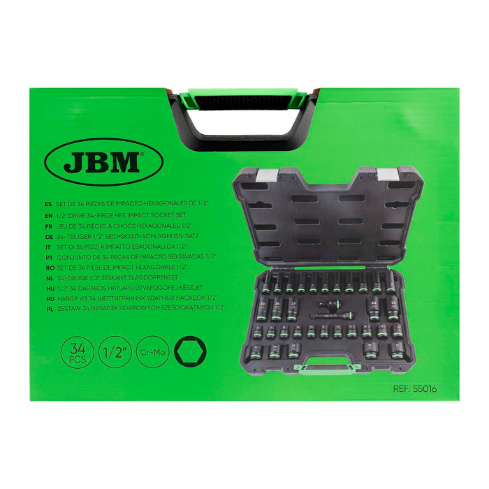 SET DE 34 PIEZAS DE IMPACTO HEXAGONALES DE 1/2"
