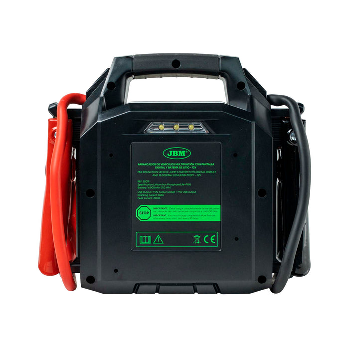 ARRANCADOR DE VEHÍCULOS MULTIFUNCIÓN CON PANTALLA DIGITAL Y BATERÍA DE LITIO DE 16.000MAH – 12V